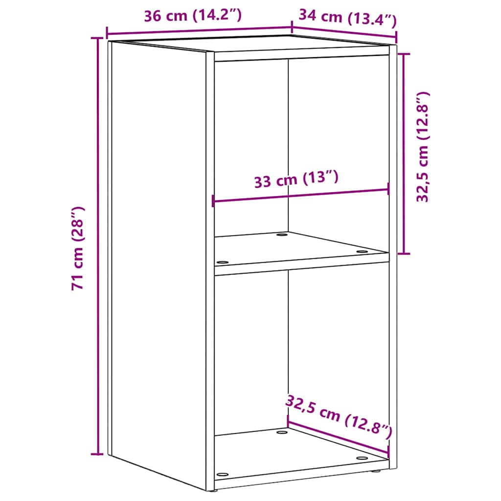Scatola per Contenitori LP in Rovere Nero 71x34x36cm Truciolato - homemem39