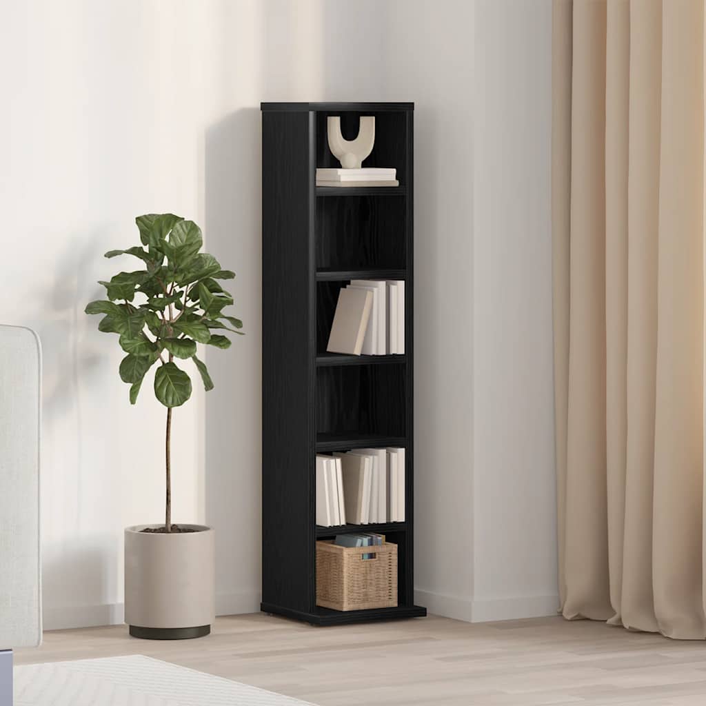 Mobile Porta CD Rovere Nero 21x20x88 cm in Legno Multistrato - homemem39