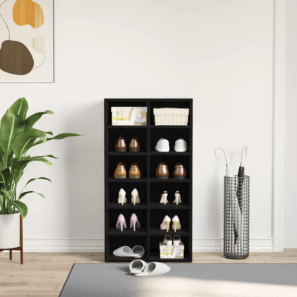Scarpiera Rovere Nero 54x34x100,5 cm in Legno Multistrato - homemem39