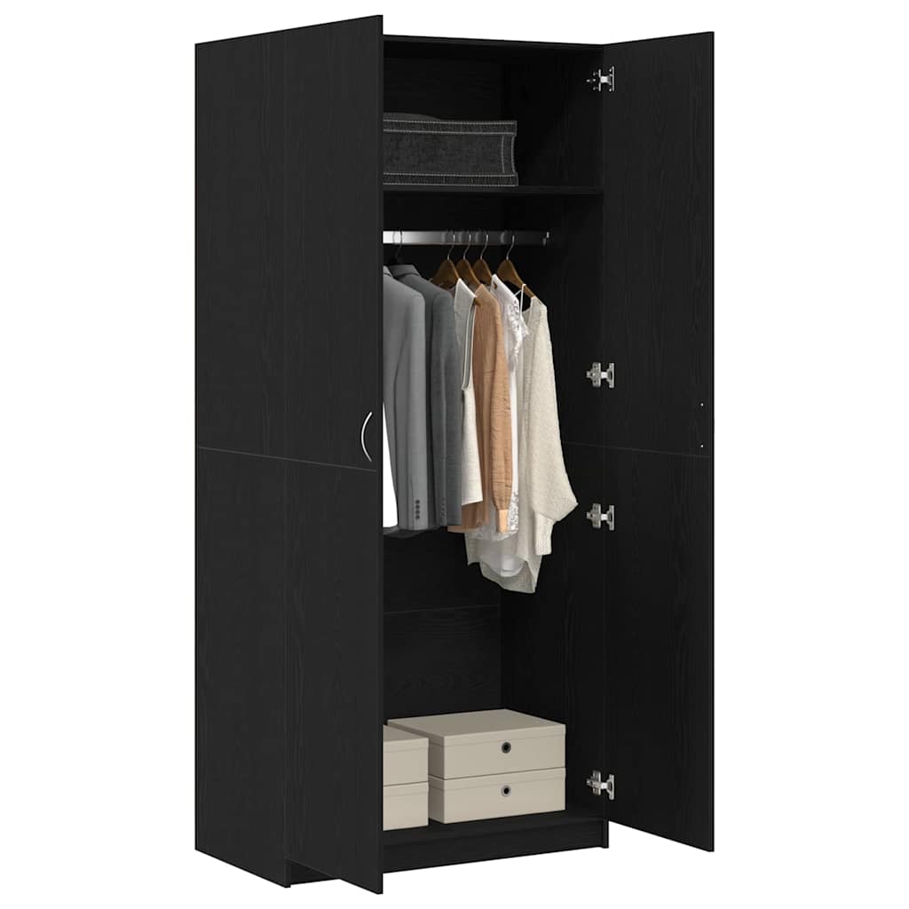 Guardaroba con porta Nero 90 x 52 x 200 cm Legno multistrato