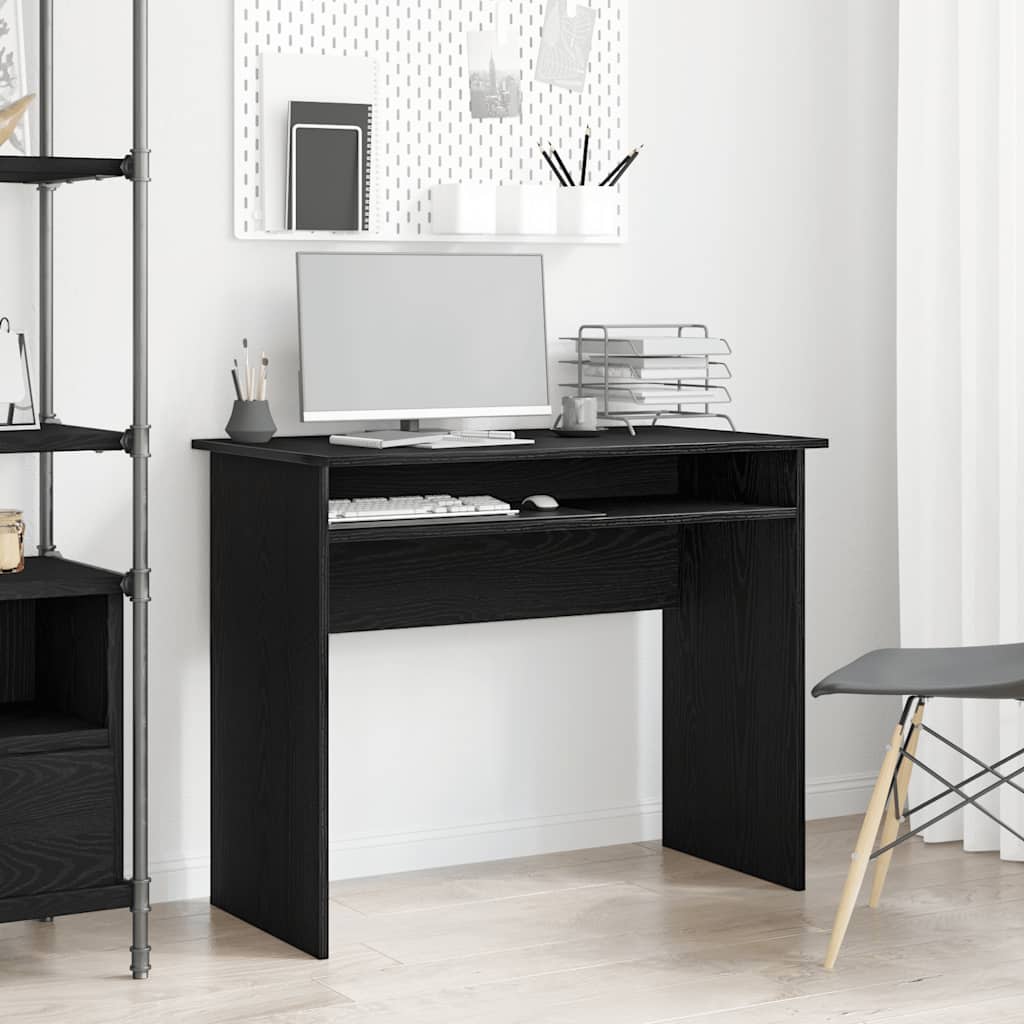 Scrivania Rovere Nero 90x50x74 cm in Legno Multistrato - homemem39