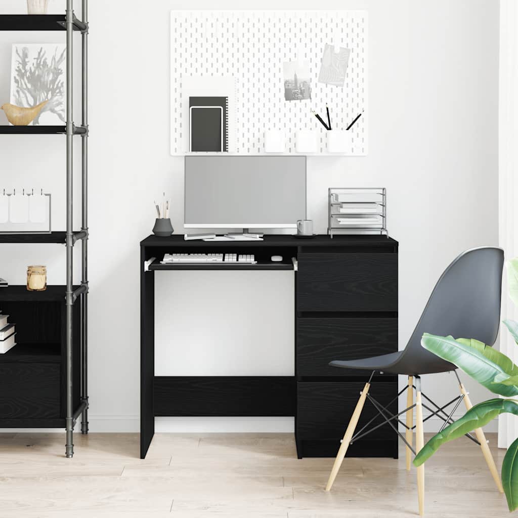 Scrivania Rovere Nera 90x45x76 cm in Legno Multistrato - homemem39
