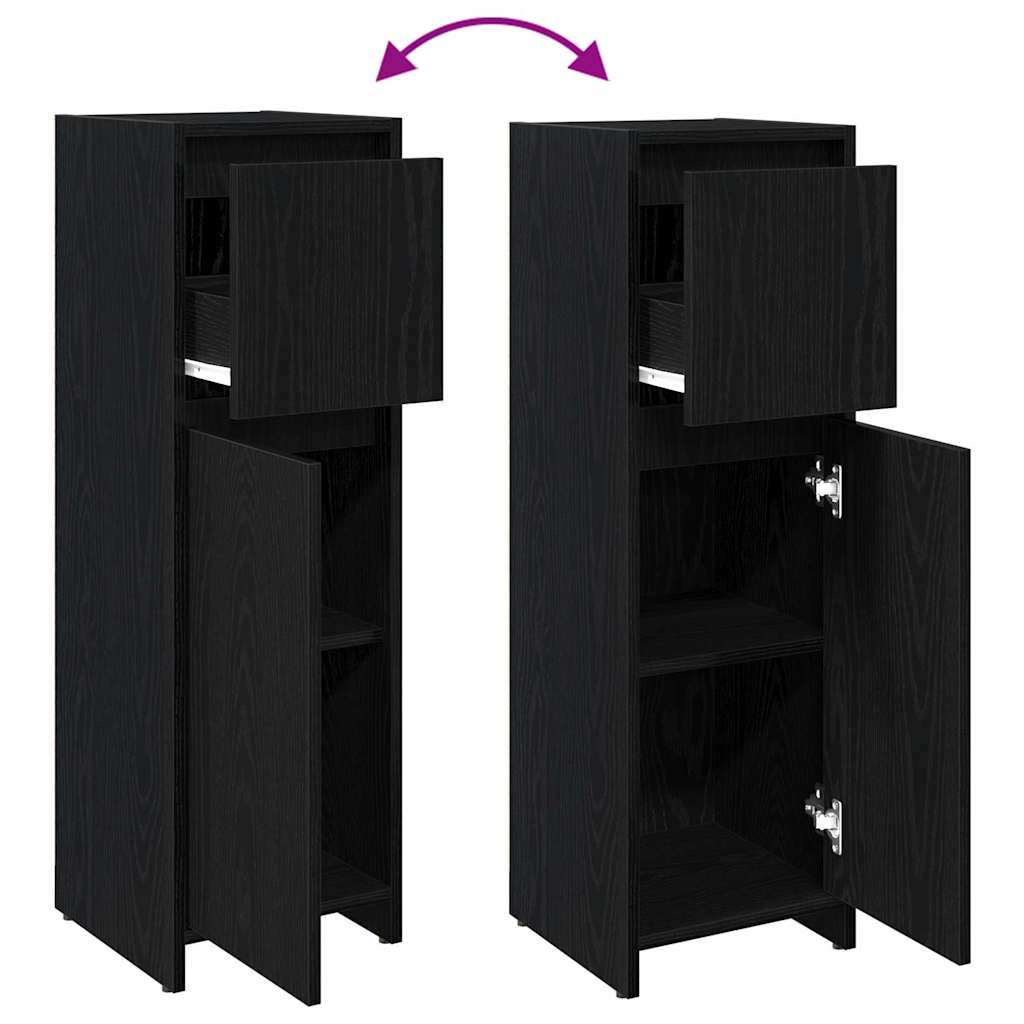 Mobile da Bagno Rovere Nero 30 x 30 x 95 cm Legno multistrato