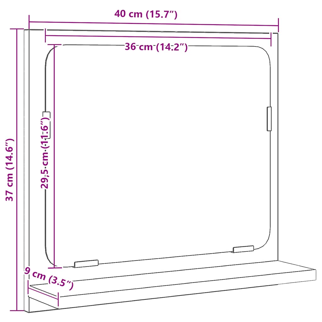 Specchio da Bagno Rovere Nero 40x10,5x37 cm Legno Multistrato | homemem39