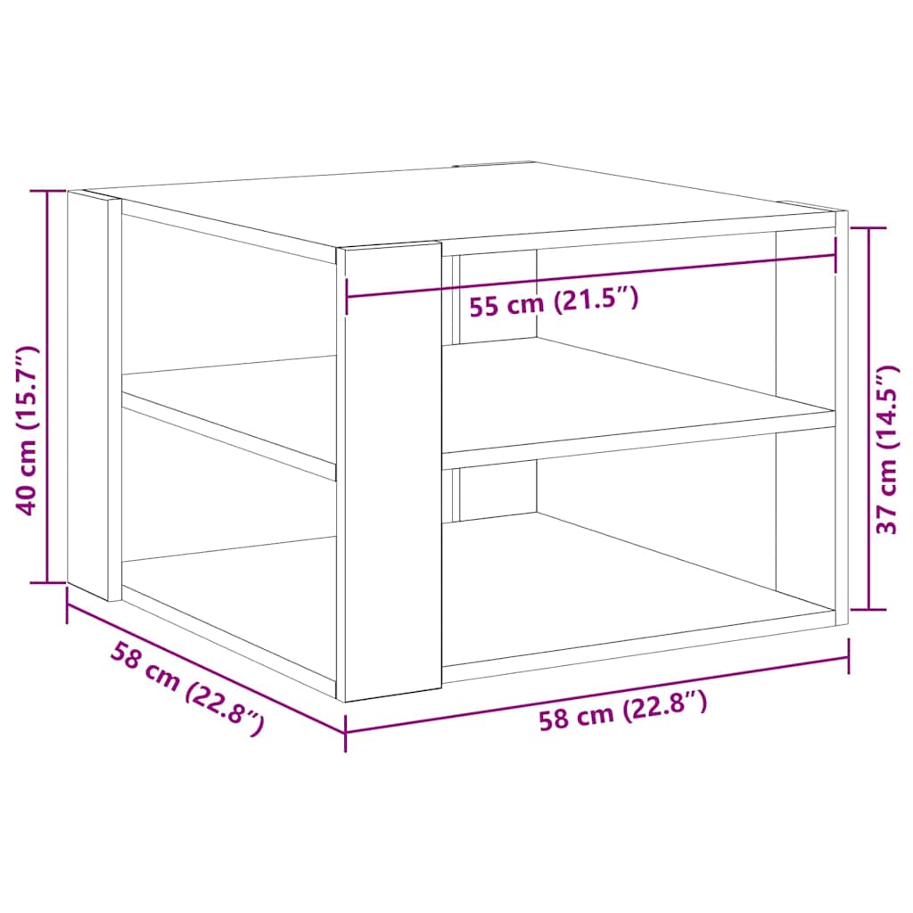 Tavolino da Caffè Rovere nero 59,5 x 59,5 x 40 cm