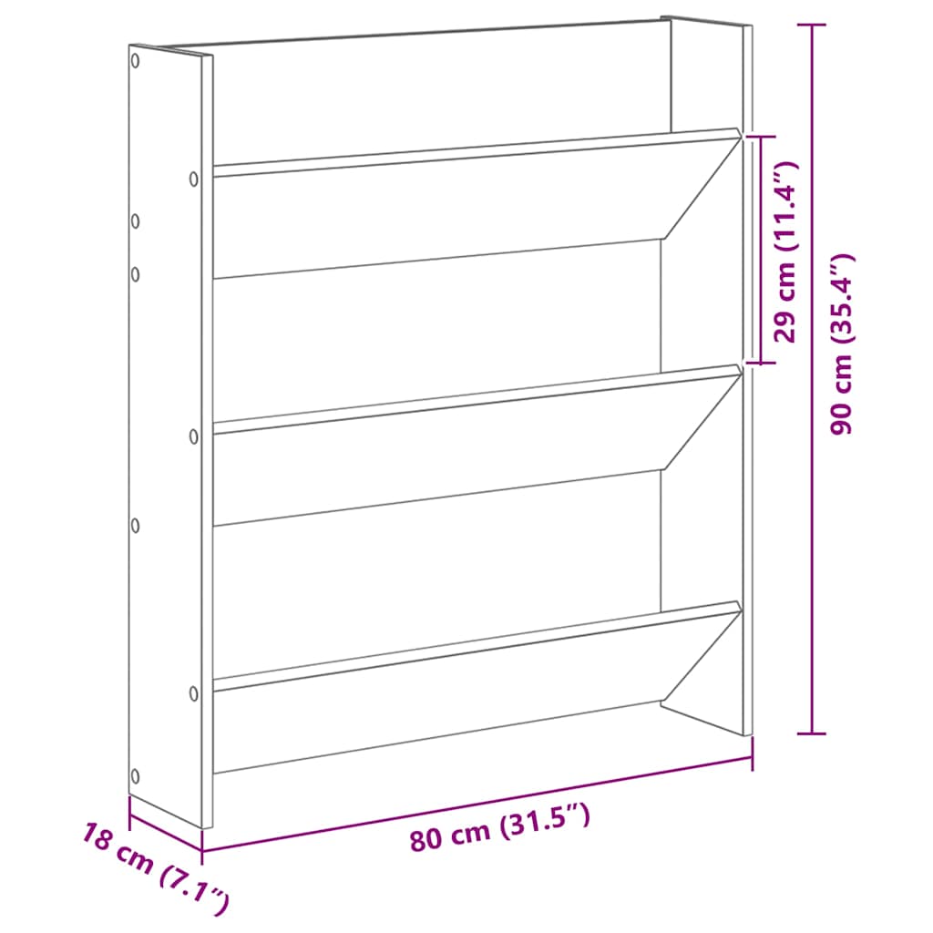 Armadio per scarpe da muro 2 pcs Rovere nero 80 x 18 x 90 cm