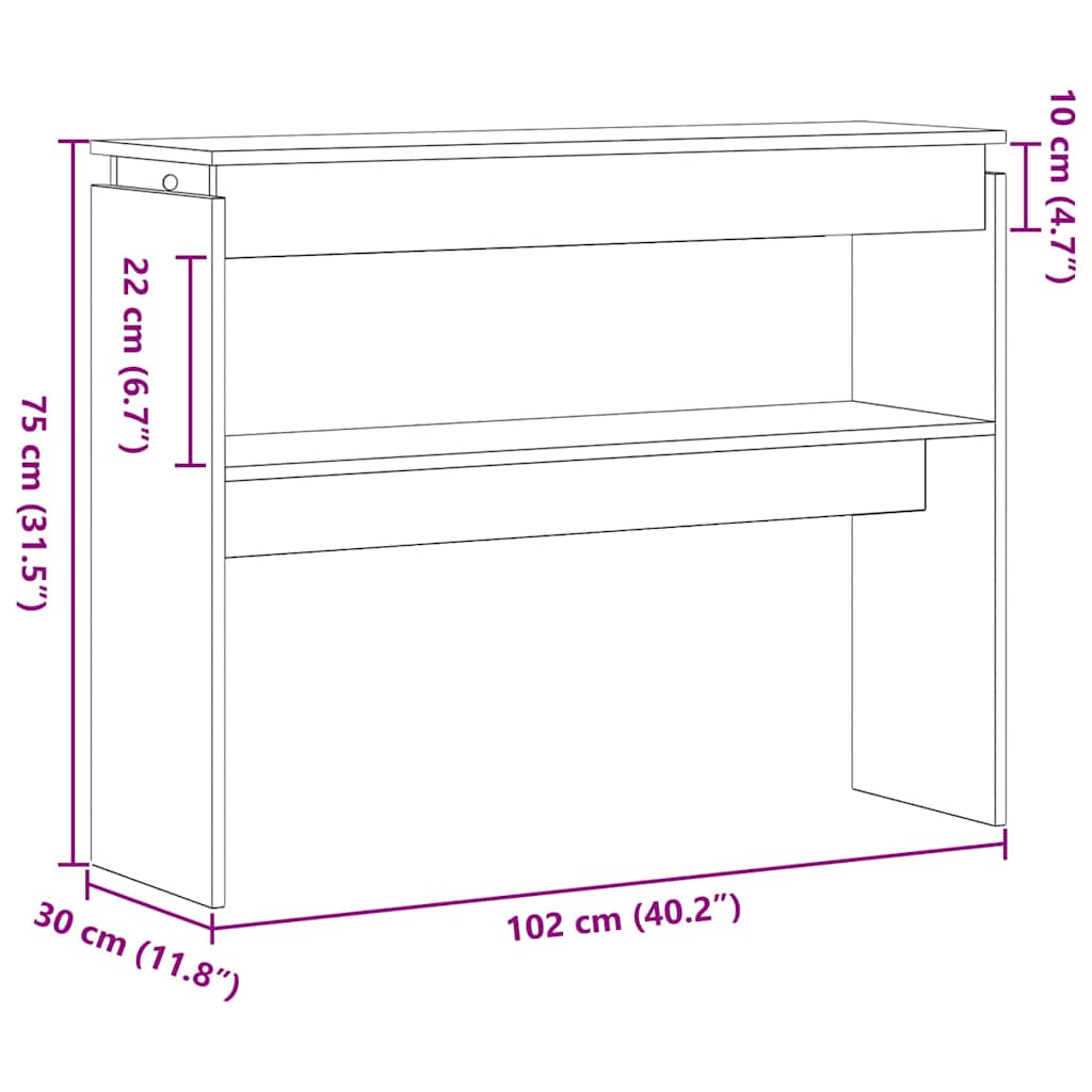 Tavolo consolle Rovere nero 80 x 30 x 102 cm Legno multistrato