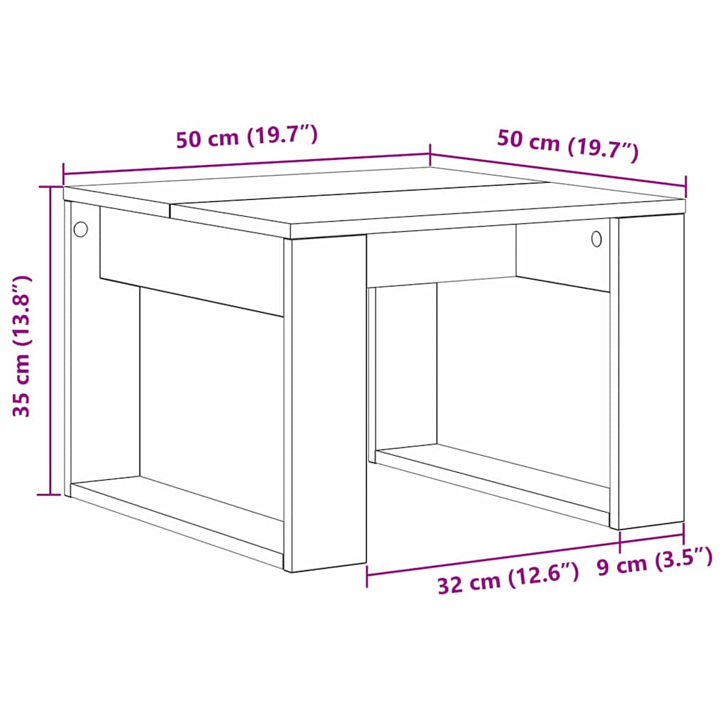 Tavolino da salotto Rovere Nero 50 x 50 x 35 cm