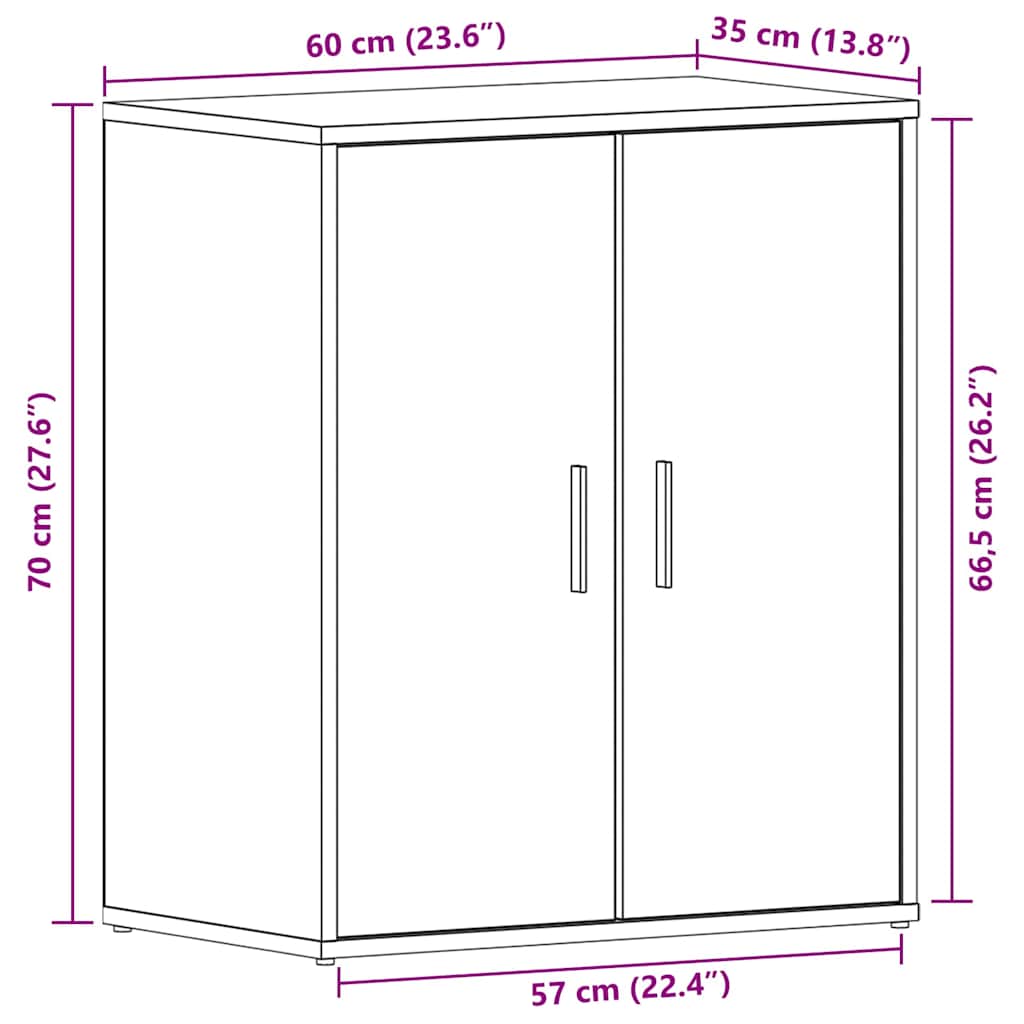 Scarpiera Rovere nero 60 x 35 x 70 cm Legno multistrato