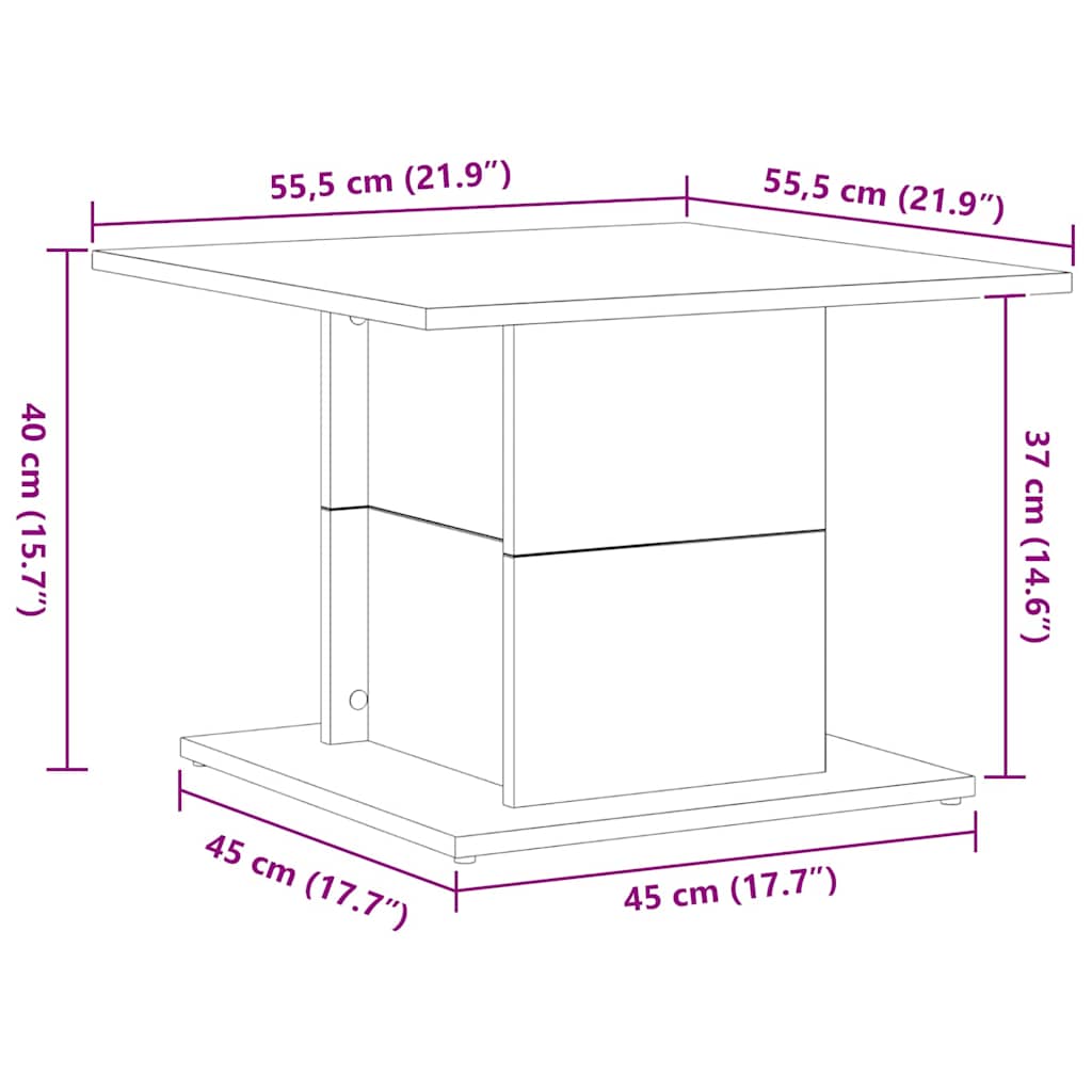 Tavolino da salotto Rovere Nero 55,5 x 55,5 x 40 cm