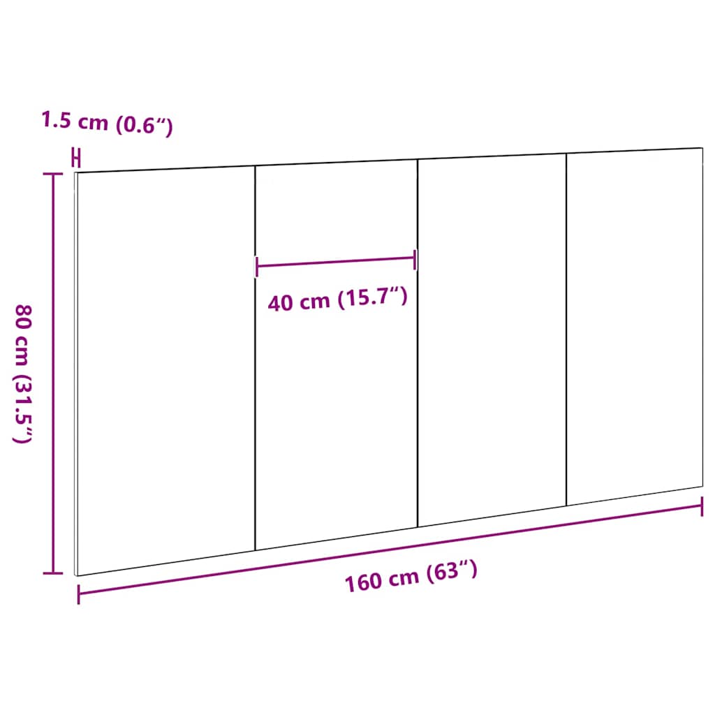 Testiera Rovere nero 160 x 1,5 x 80 cm Legno multistrato