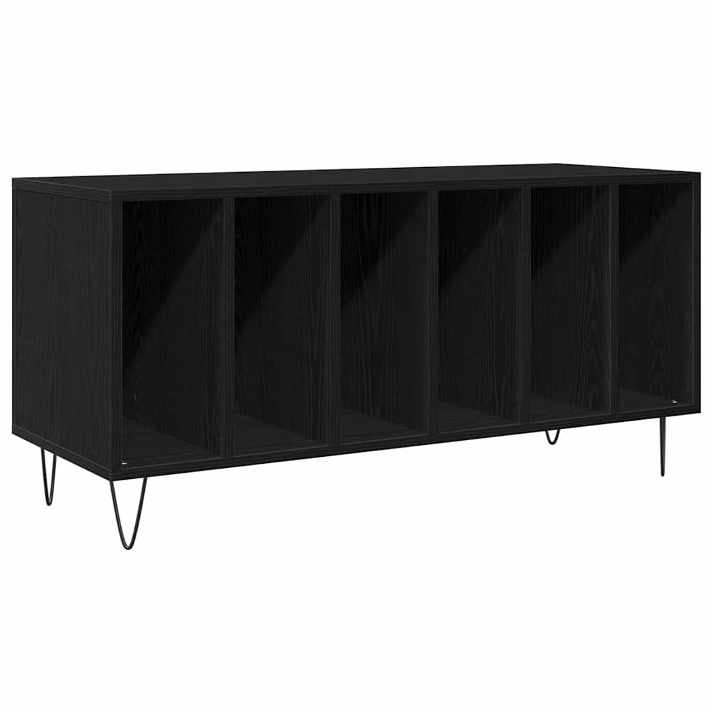 Mobile porta vinili Rovere nero 100 x 38 x 48 cm