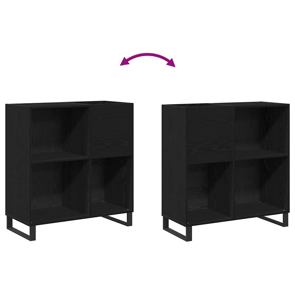 Mobile porta vinili con lo scaffale Rovere nero 85 x 38 x 89 cm