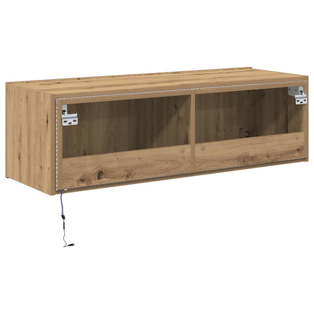 Mobile TV da parete con LED Rovere artigianale 100 x 35 x 31 cm | homemem39
