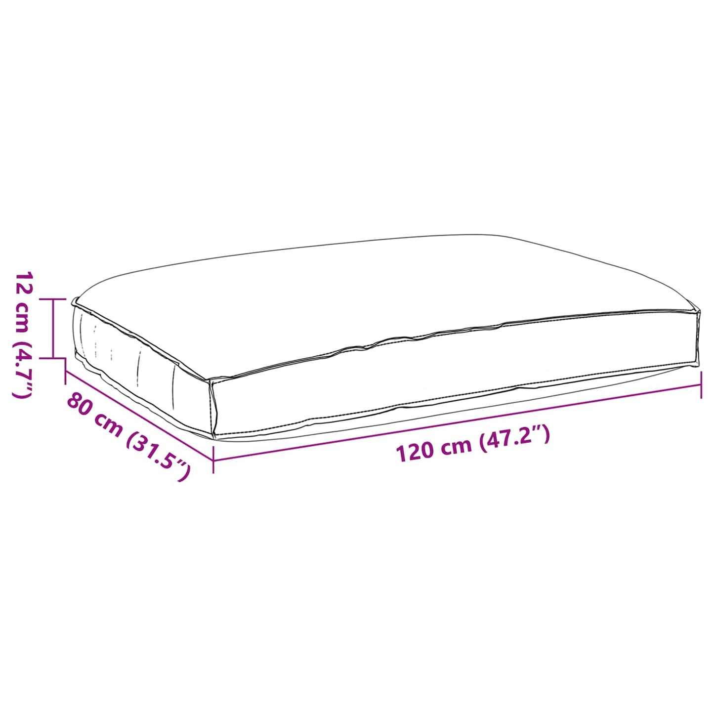 Cuscino Crema 120 x 80 x 12 cm Tessuto Oxford | homemem39