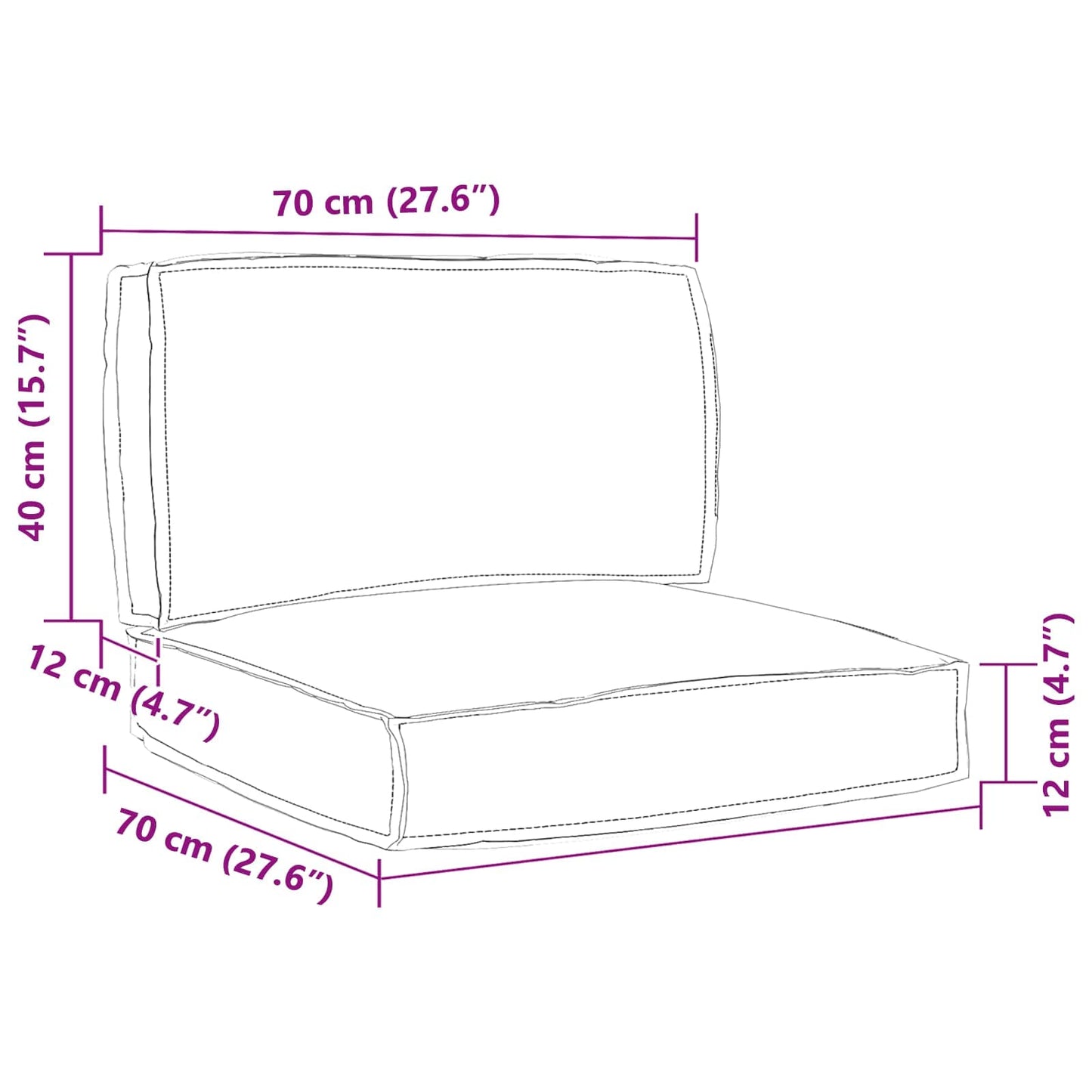 Set di Cuscini per Pallet 2 pcs Talpa Tessuto Oxford | homemem39
