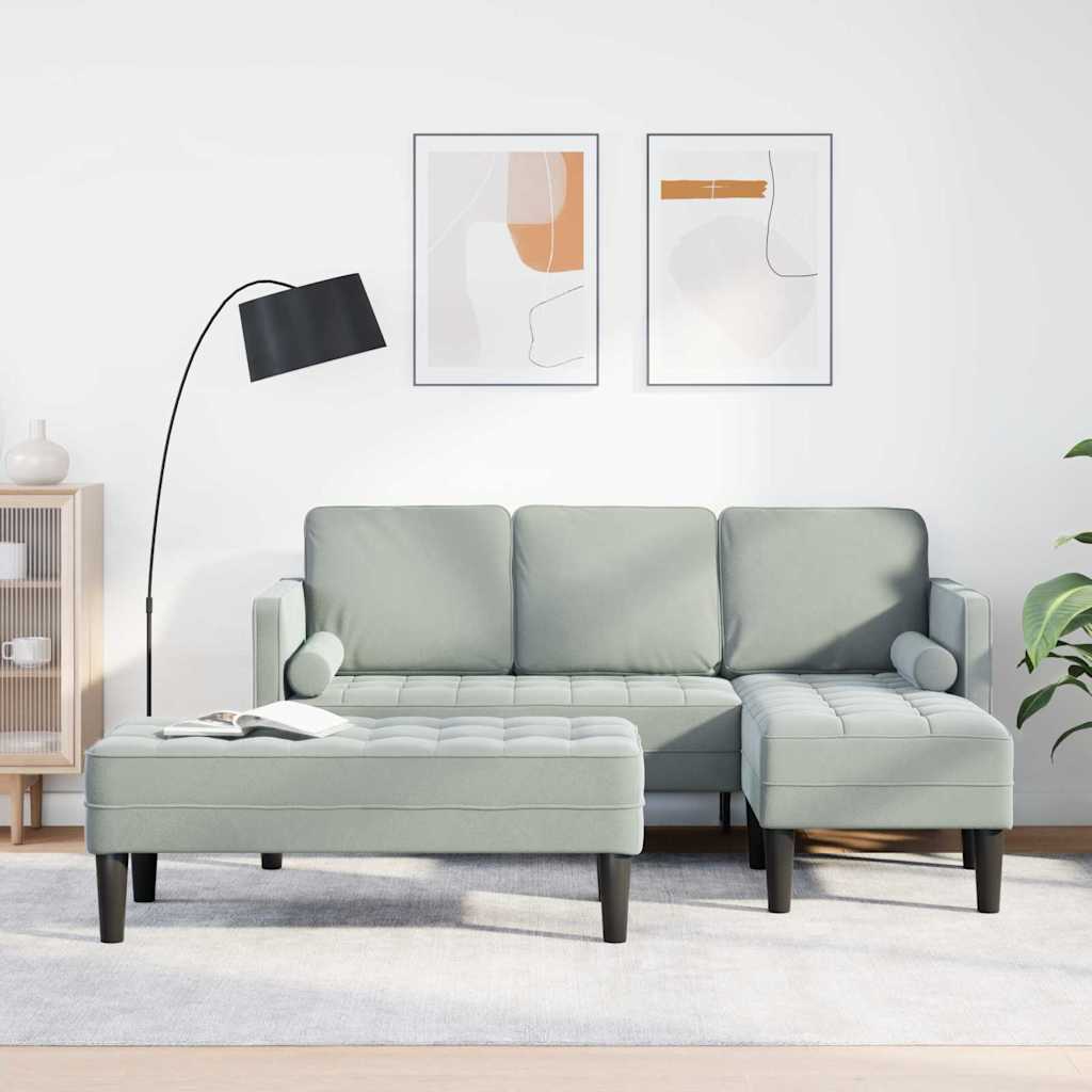 Set di divani 2 pcs Grigio chiaro 173 x 131 x 67 cm Velluto