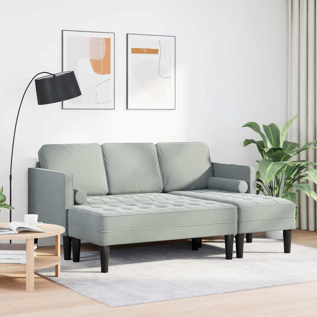 Set di divani 2 pcs Grigio chiaro 173 x 131 x 67 cm Velluto