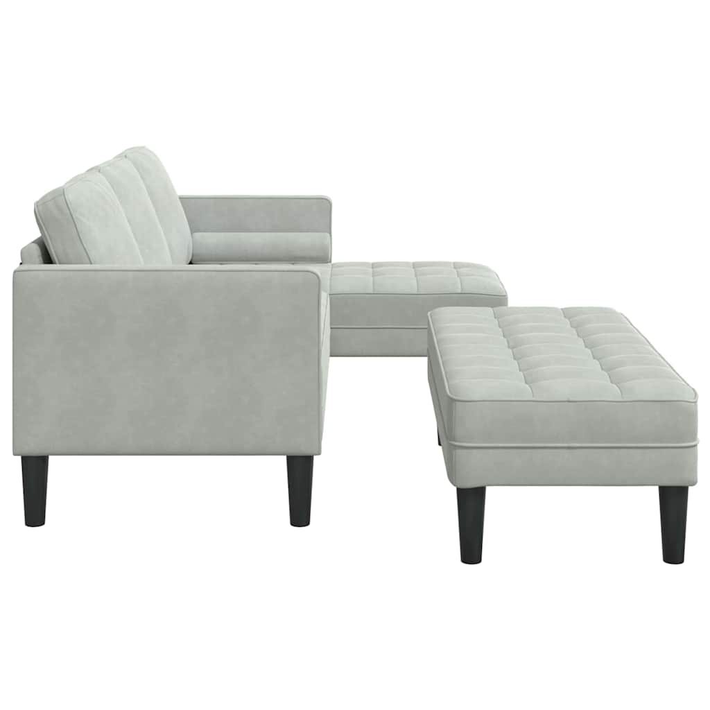 Set di divani 2 pcs Grigio chiaro 173 x 131 x 67 cm Velluto