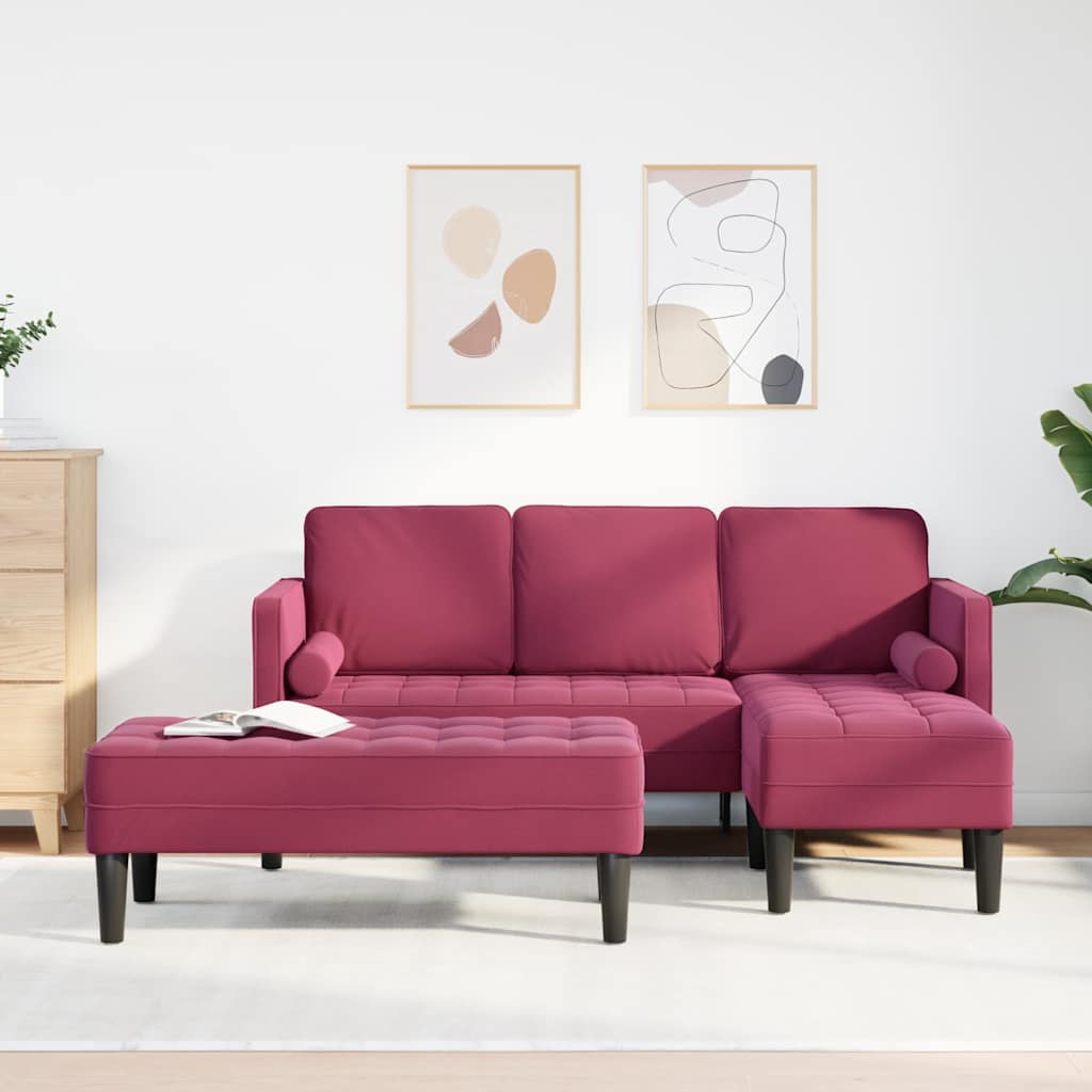 Set di divani 2 pcs Rosso vino 173 x 131 x 67 cm Velluto