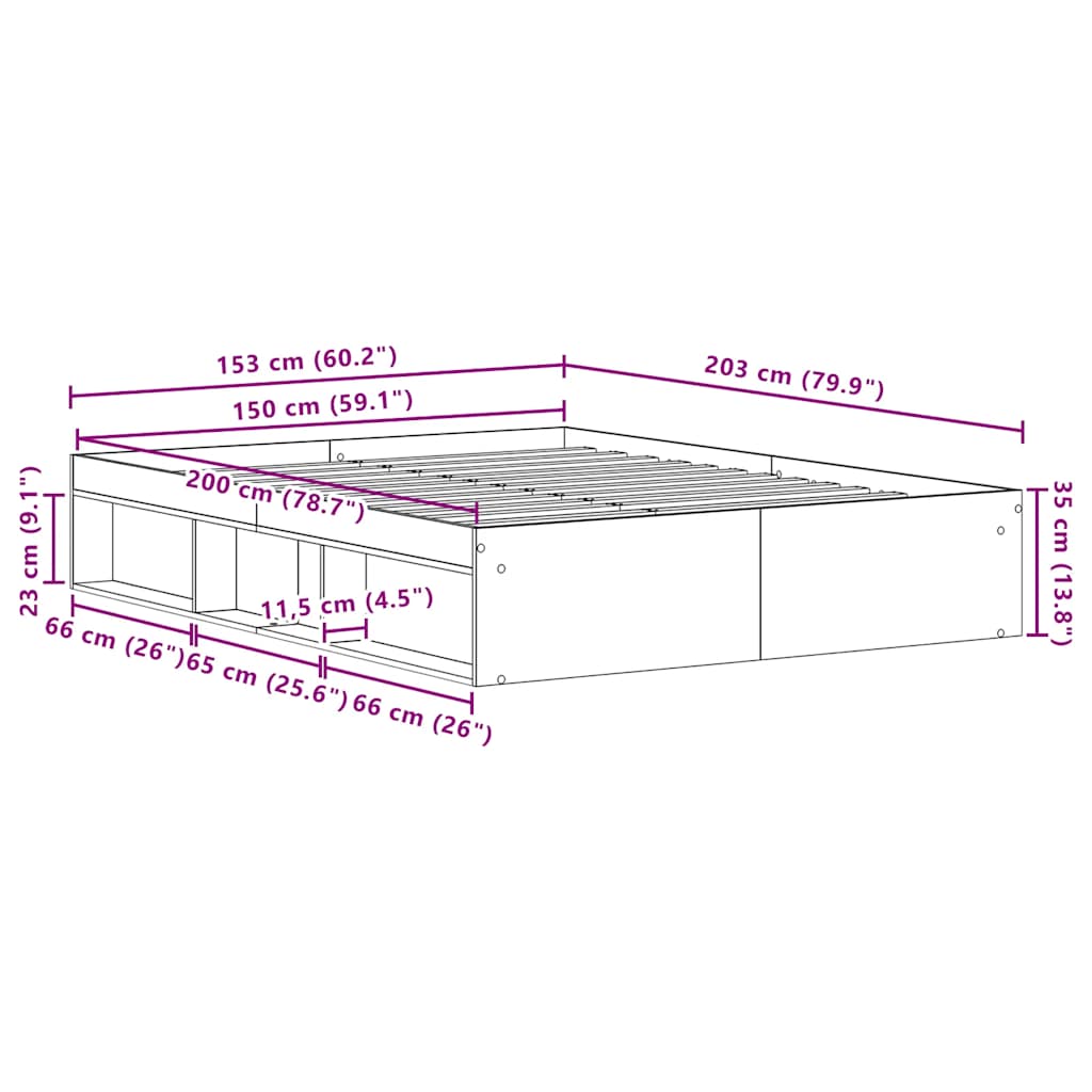 Giroletto senza Materasso Legno Antico 150x200cm in Truciolato - homemem39