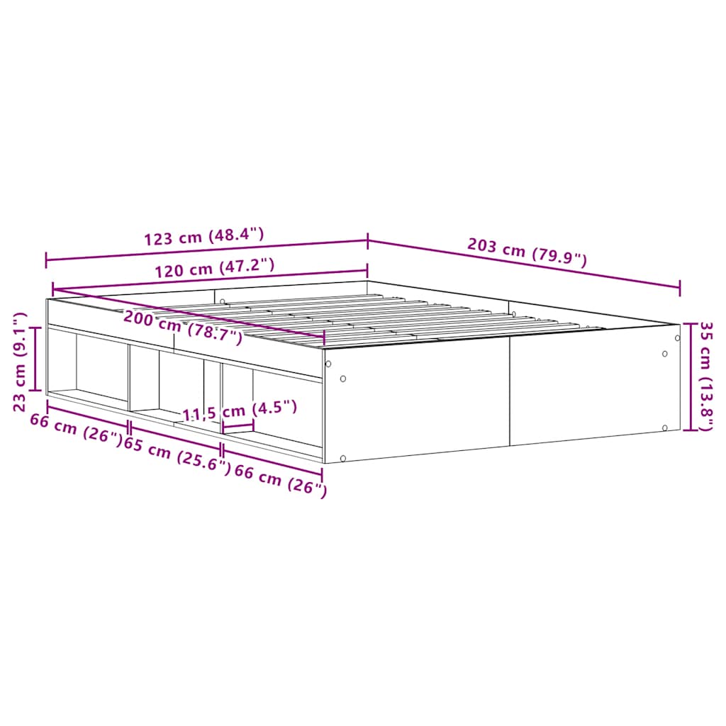 Giroletto senza Materasso Rovere Nero 120x200 cm Truciolato - homemem39