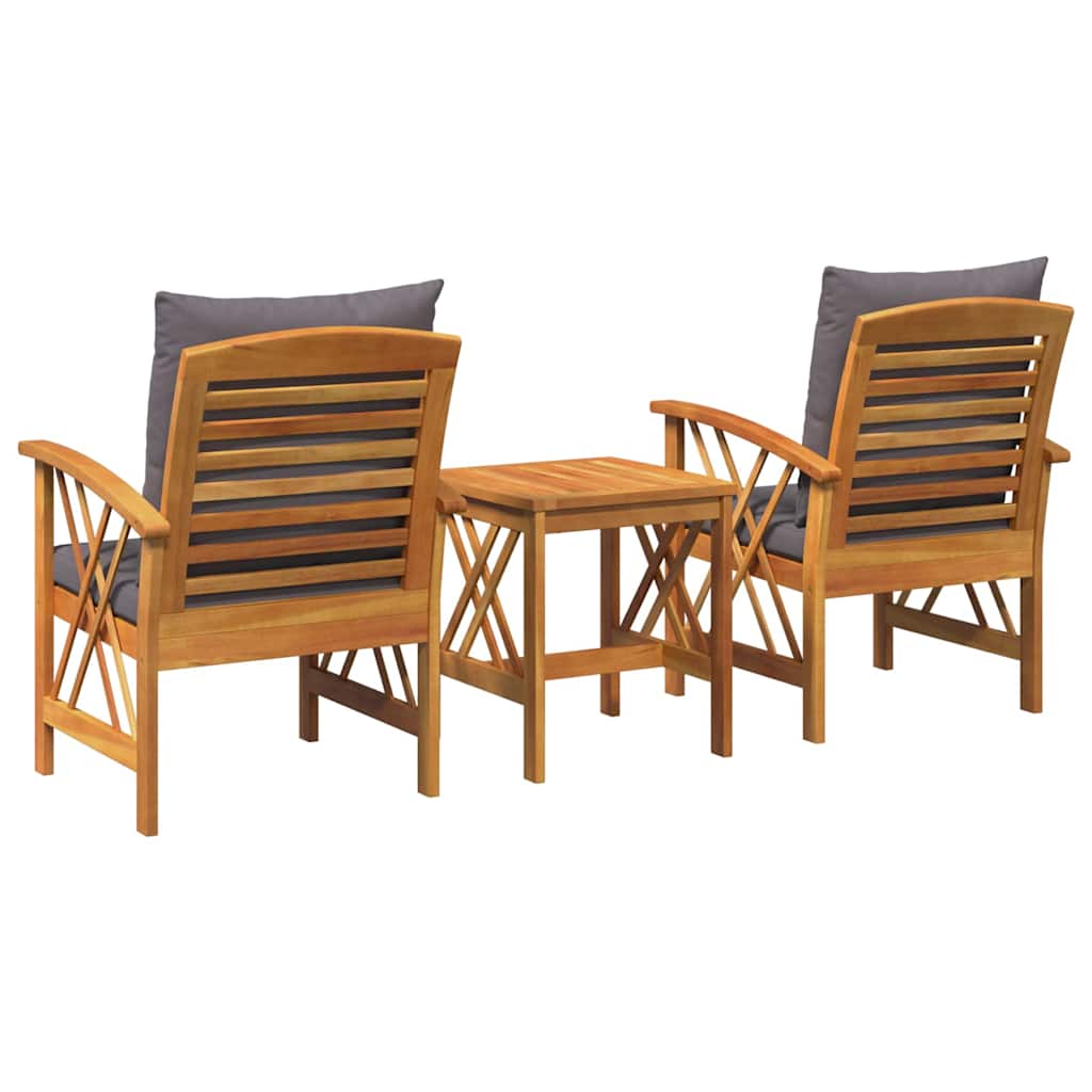 Set Divano da Giardino 3 pcs Marrone legno massello di acacia