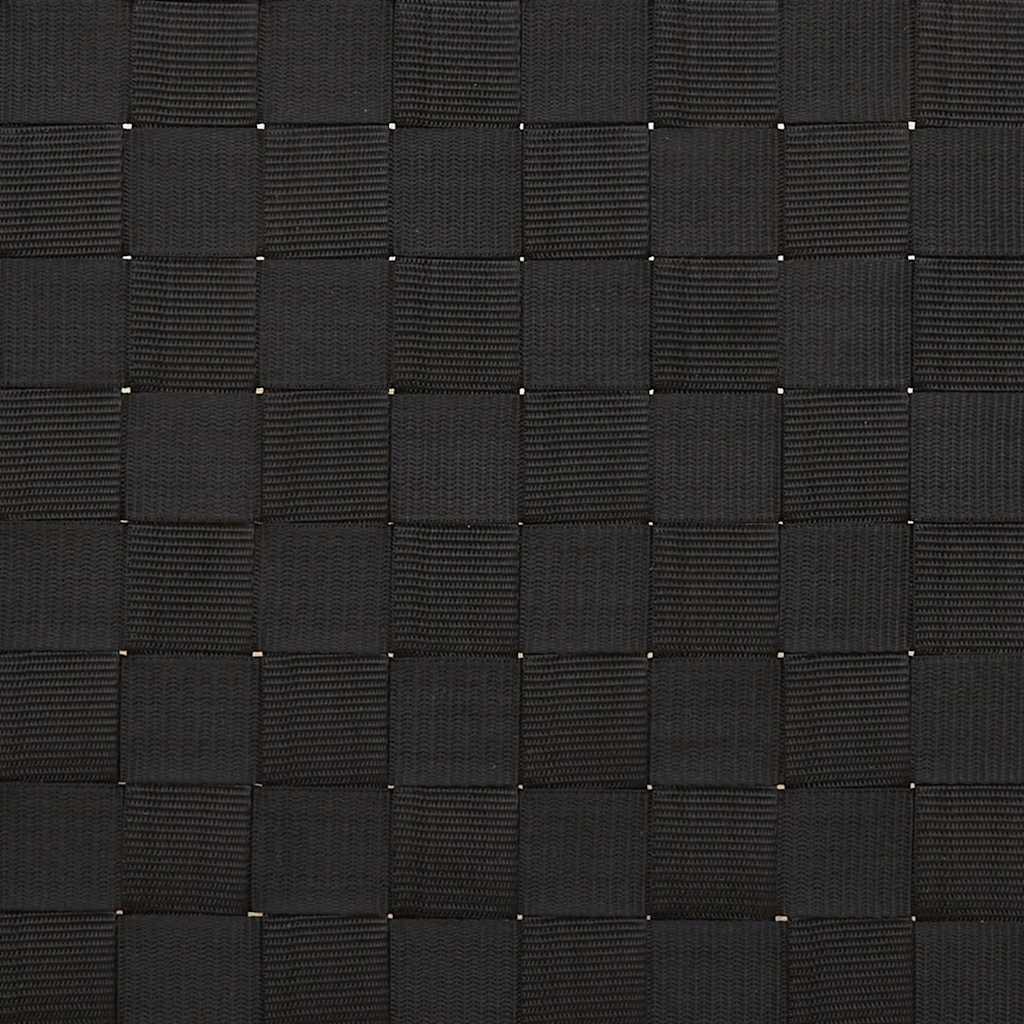 Lettino Prendisole con Fettuccia Intrecciata Nera 55x200x30 cm