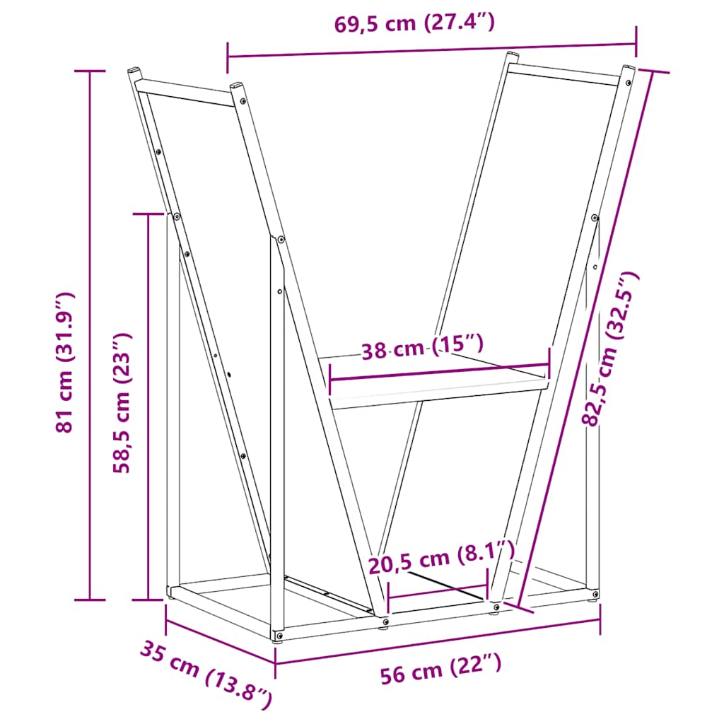 Rastrelliera per Legna da Ardere Nera 69,5x35x81 cm - homemem39