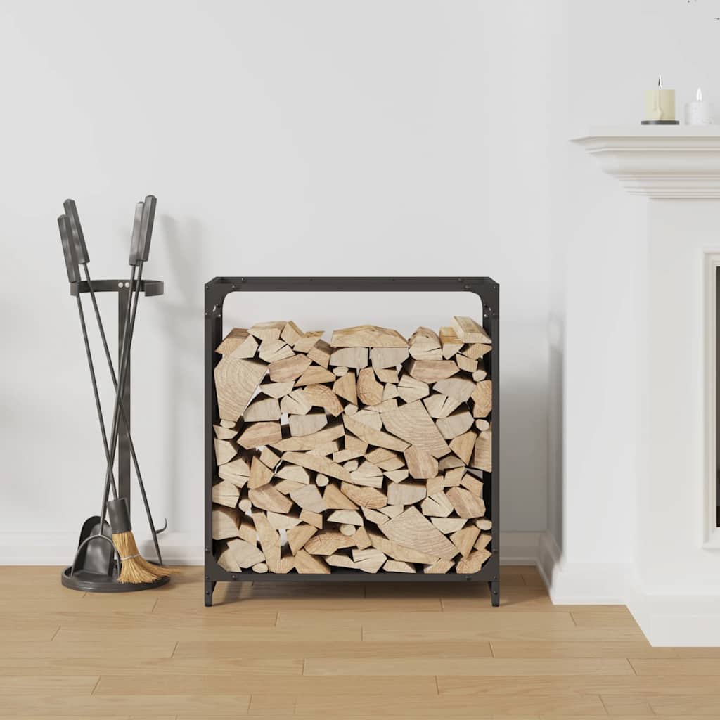 Rastrelliera per Legna da Ardere Nera 60x28x65 cm - homemem39