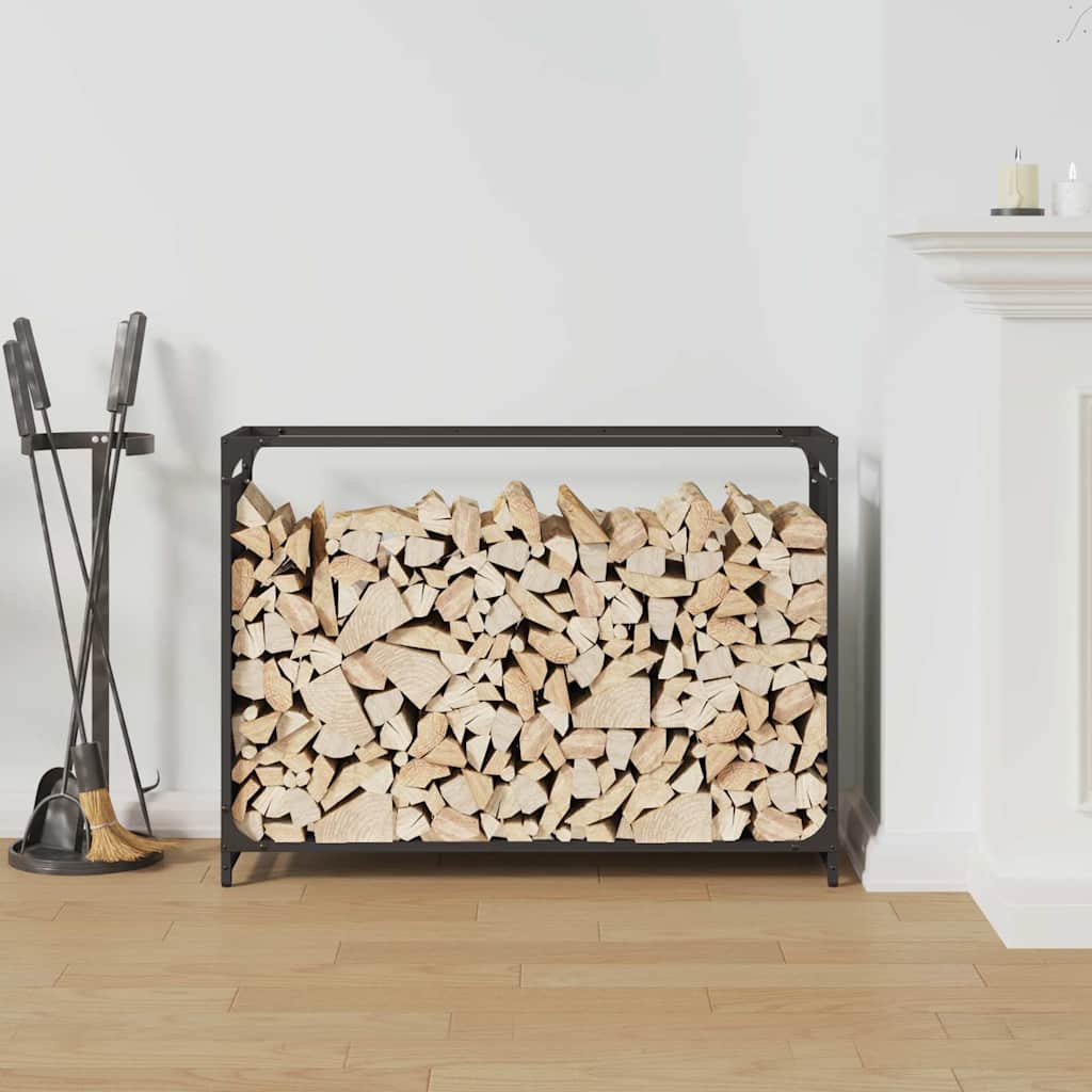 Rastrelliera per Legna da Ardere Nera 90x28x65 cm - homemem39