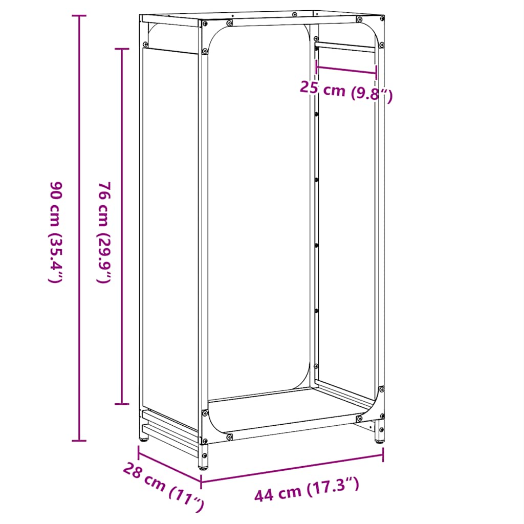 Rastrelliera per Legna da Ardere Antracite 44x28x90 cm - homemem39