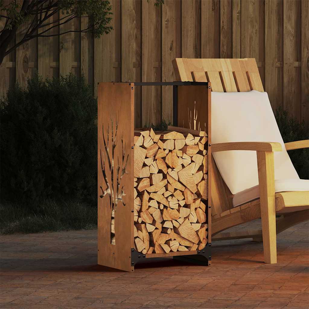 Rastrelliera per Legna da Ardere 40x30x80 cm in Acciaio Corten - homemem39
