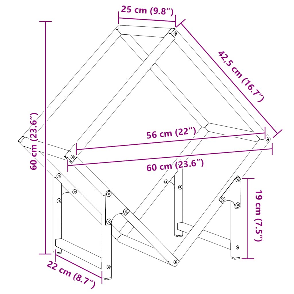Rastrelliera per Legna da Ardere Bianca 60x25x60 cm - homemem39