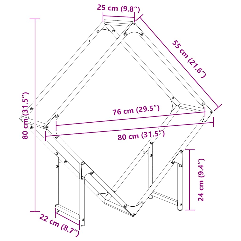 Rastrelliera per Legna da Ardere Bianca 80x25x80 cm - homemem39
