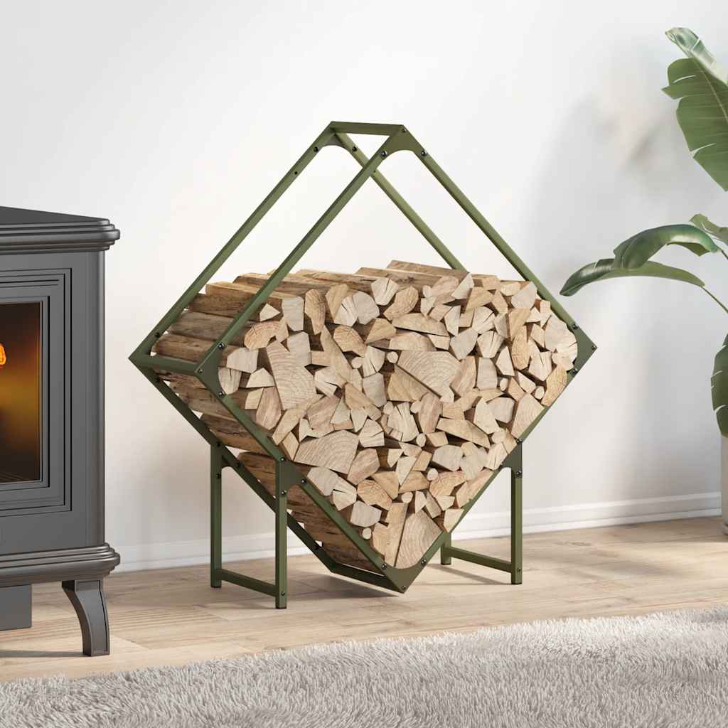 Rastrelliera per Legna da Ardere Verde Oliva 80x25x80 cm - homemem39
