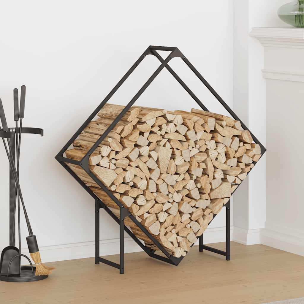 Rastrelliera per Legna da Ardere Nera 100x25x100 cm - homemem39