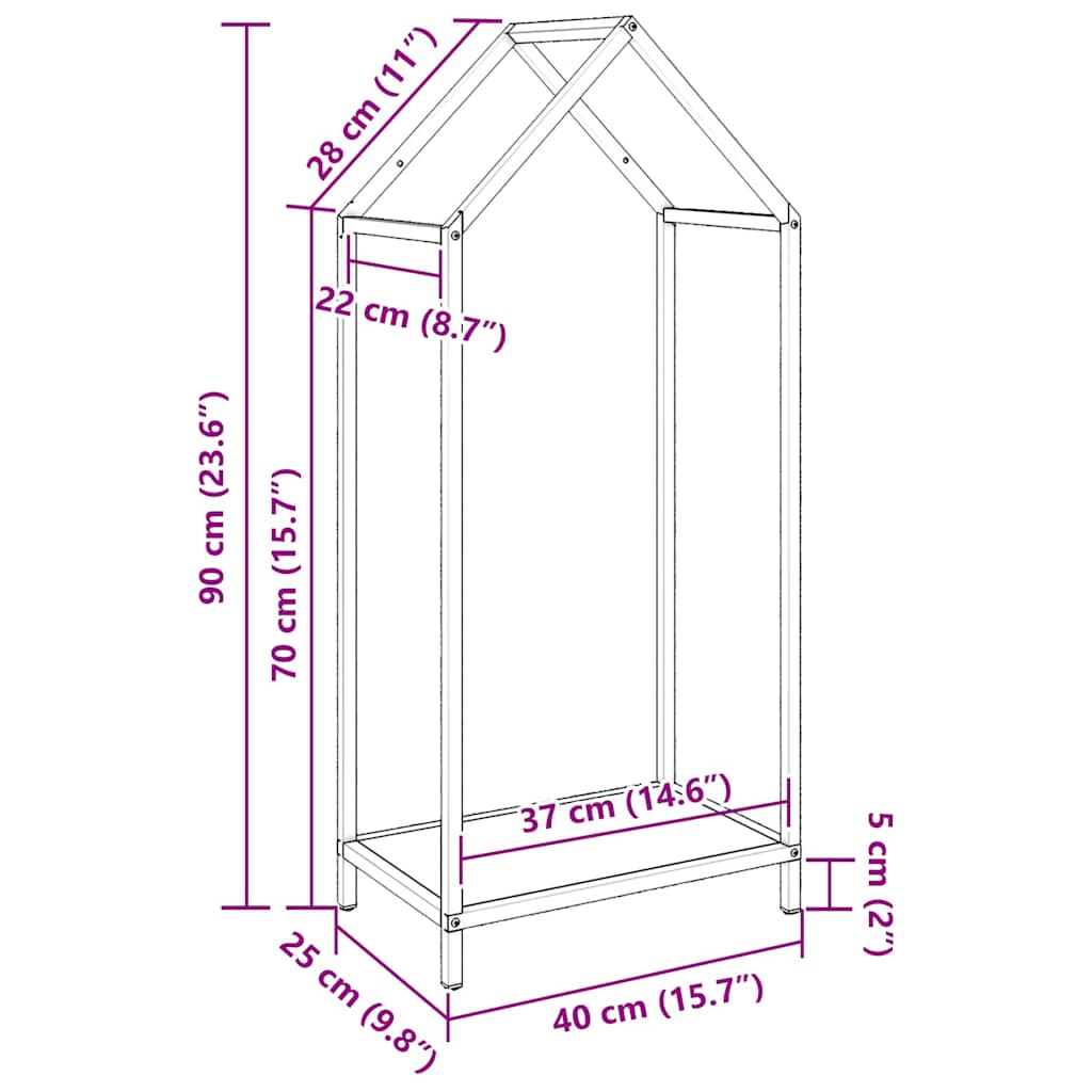 Rastrelliera per Legna da Ardere Bianca 40x25x90 cm - homemem39