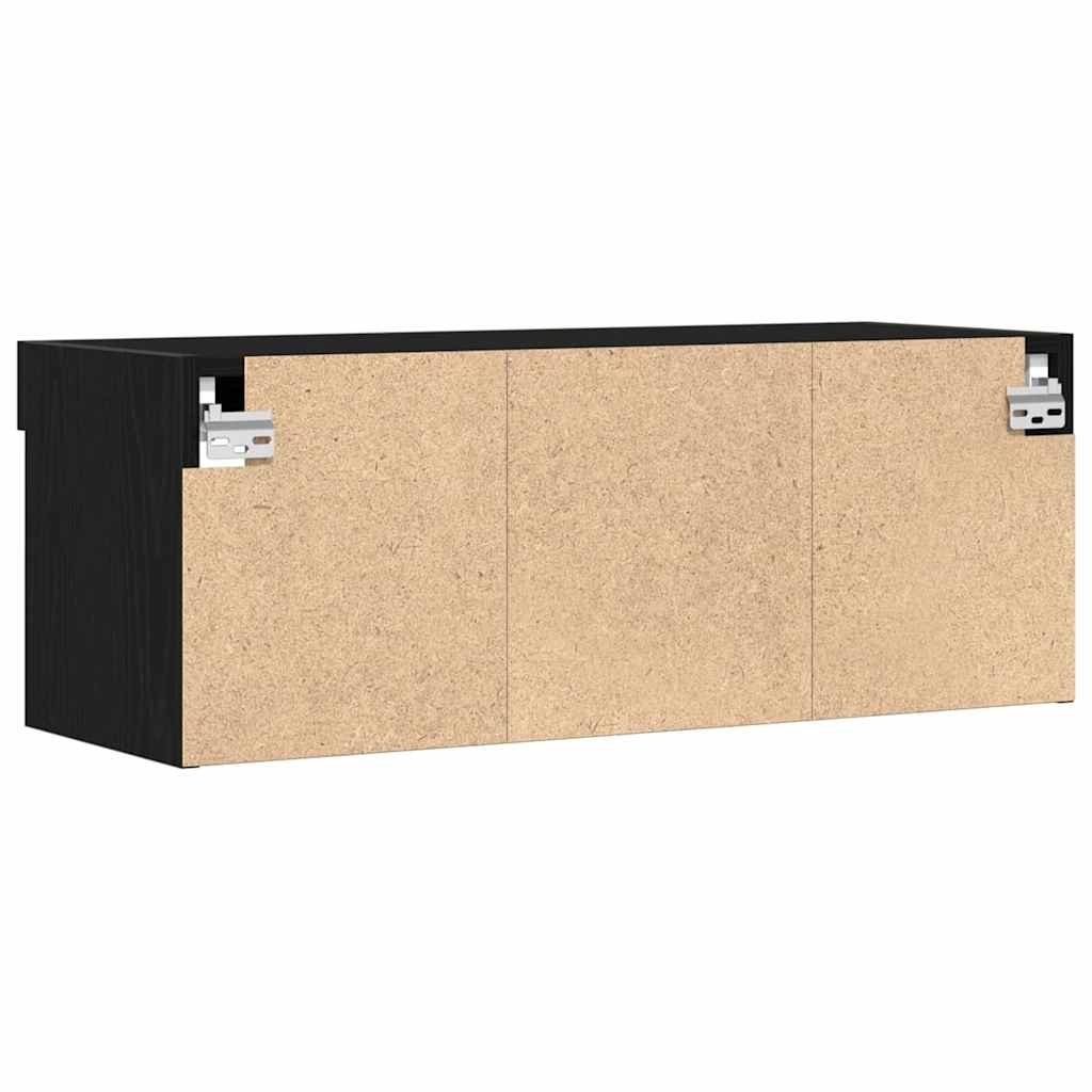 Set mobile TV con led 2 pcs Rovere nero 80 x 30 x 30 cm | homemem39