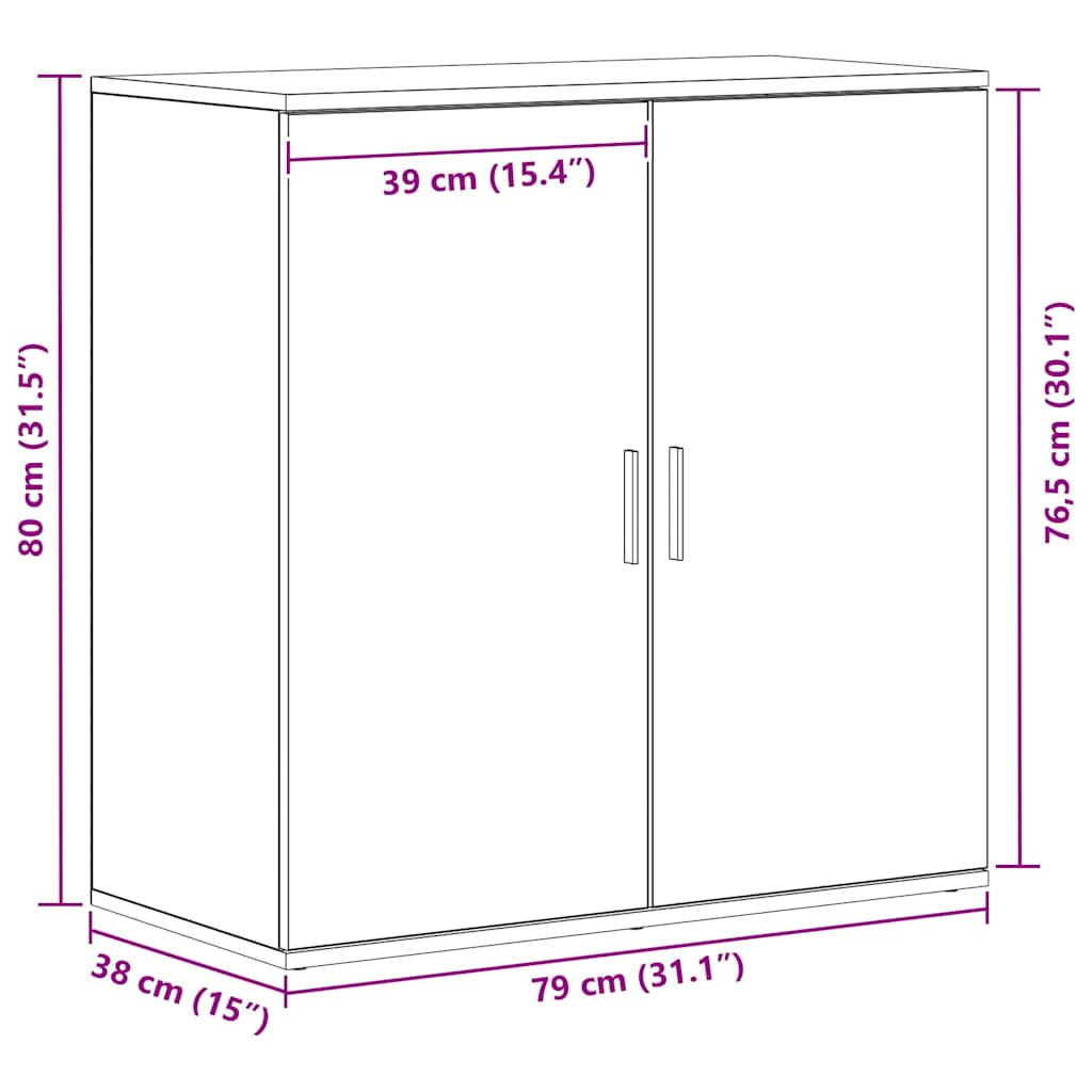 Credenza Rovere artigianale 79 x 38 x 80 cm Legno multistrato