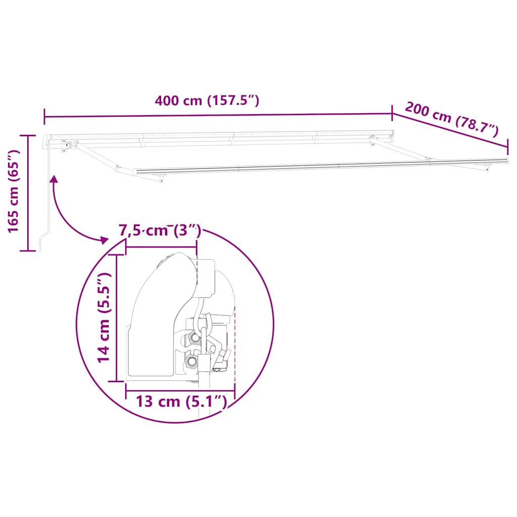 Struttura della tenda Bianco 4 x 2 m Metallo