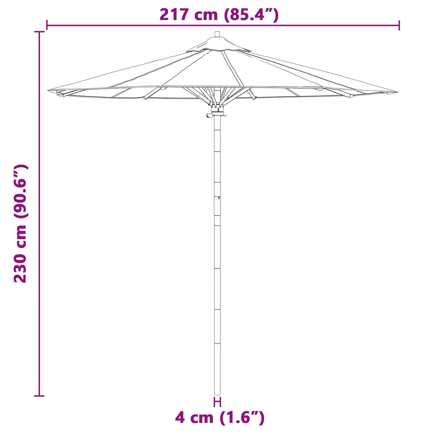 Ombrello da giardino Bianco Crema Ø 217 x 230 cm Bambù | homemem39