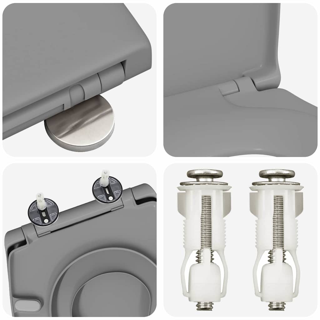 Sedile del WC con rilascio rapido Grigio 44,5 x 37,3 x 4,3 cm