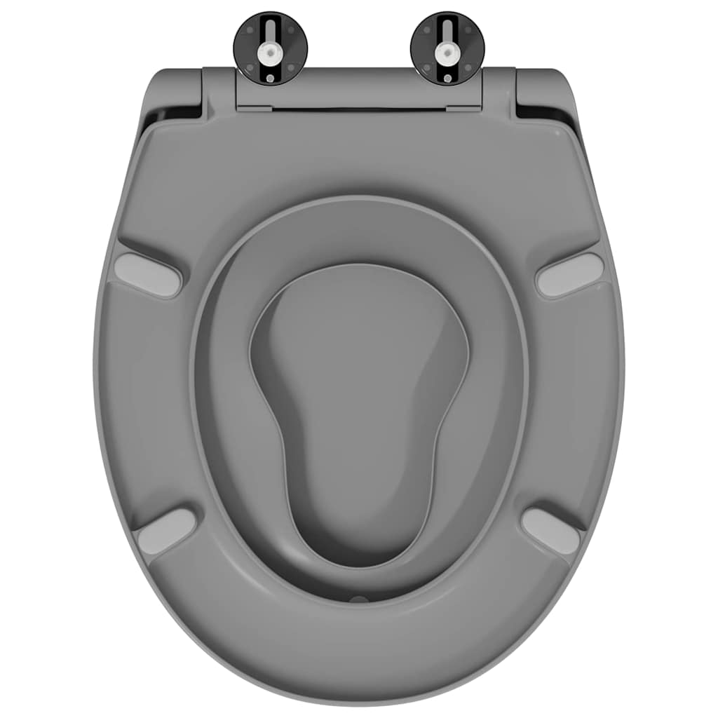 Sedile del WC con rilascio rapido Grigio 44,5 x 37,3 x 4,3 cm