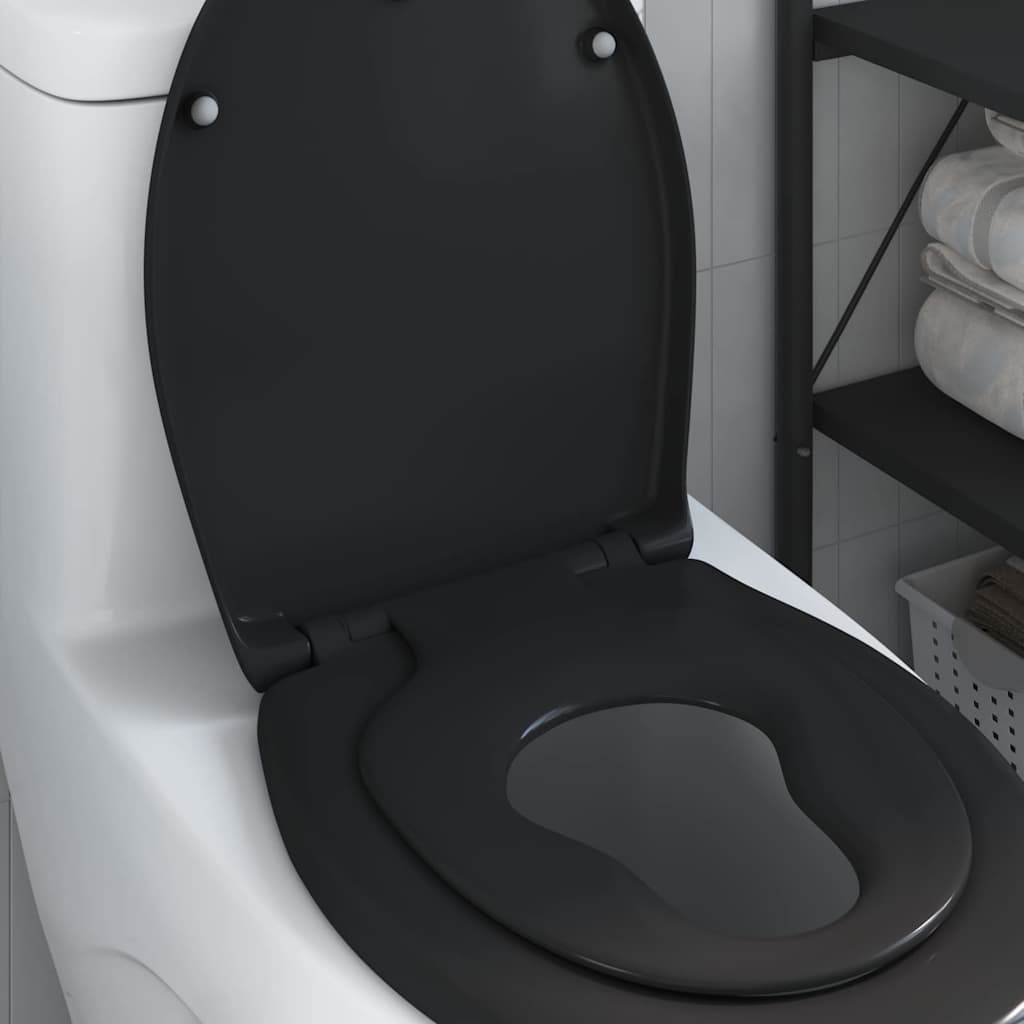 Sedile del WC con rilascio rapido Nero 44,5 x 37,3 x 4,3 cm