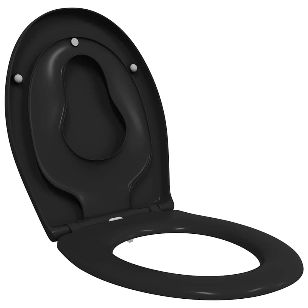 Sedile del WC con rilascio rapido Nero 44,5 x 37,3 x 4,3 cm