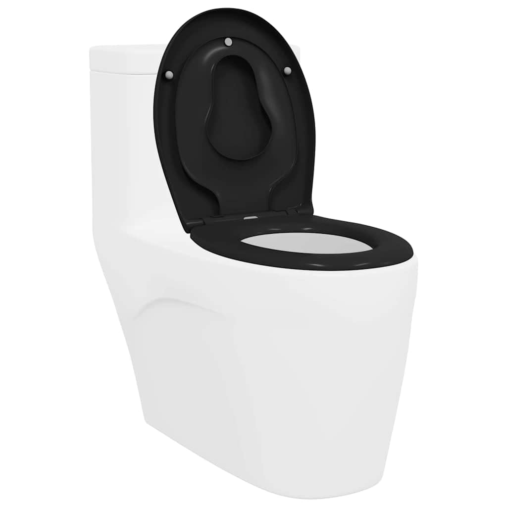 Sedile del WC con rilascio rapido Nero 44,5 x 37,3 x 4,3 cm