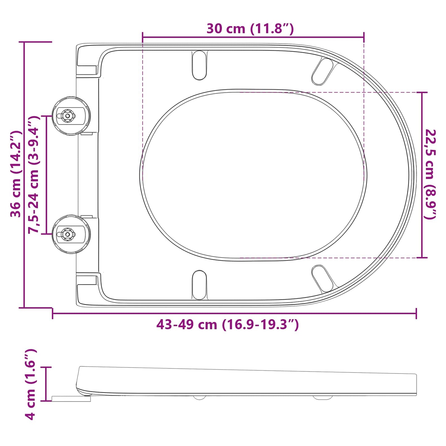 Sedile del WC Antracite 49 x 36 x 4 cm Duroplast | homemem39