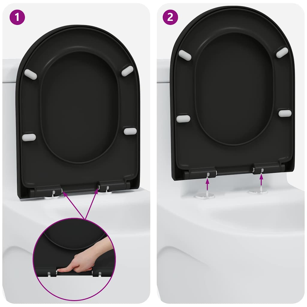 Sedile del WC con rilascio rapido Nero 46.2 x 36 x 4.3 cm