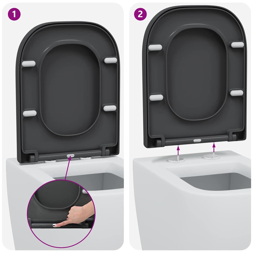 Sedile del WC con rilascio rapido Antracite 44.5 x 35 x 3.6 cm